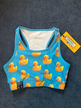 Chicknlegs Rubber Ducky Sports Bra Gym Workout Athleisure Size XS